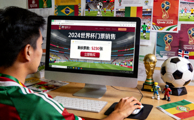 世界杯门票销售新闻图片 - 球迷在电脑前购票